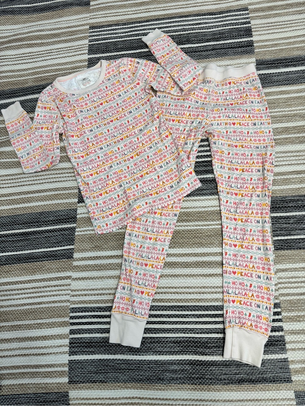 J Crew Crewcuts Kids Size 12 Holiday Christmas Pajama Set 2 Piece Pink Cotton